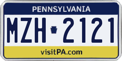 PA license plate MZH2121