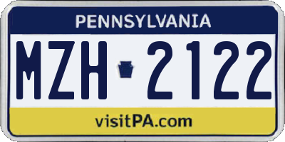 PA license plate MZH2122
