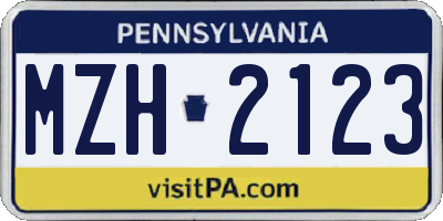 PA license plate MZH2123