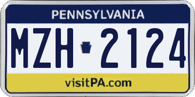 PA license plate MZH2124