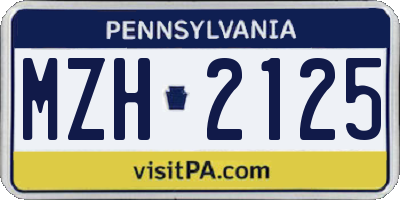 PA license plate MZH2125