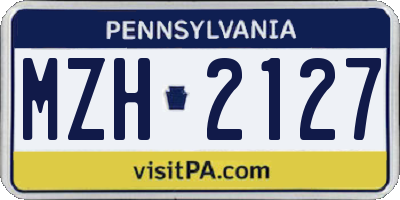 PA license plate MZH2127