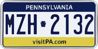 PA license plate MZH2132