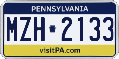 PA license plate MZH2133
