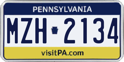 PA license plate MZH2134
