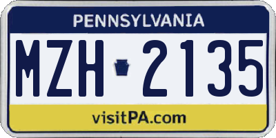 PA license plate MZH2135