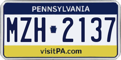 PA license plate MZH2137