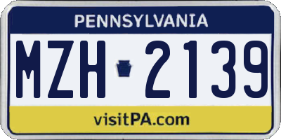 PA license plate MZH2139
