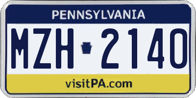 PA license plate MZH2140