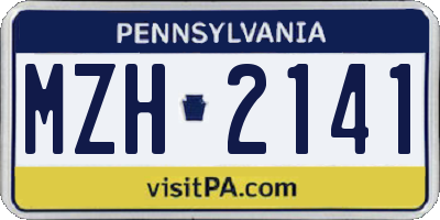 PA license plate MZH2141