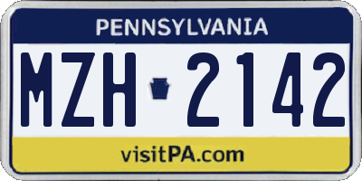 PA license plate MZH2142
