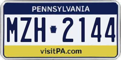 PA license plate MZH2144