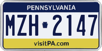 PA license plate MZH2147