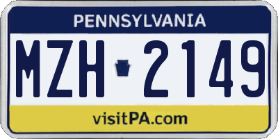 PA license plate MZH2149