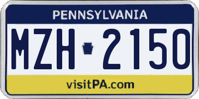 PA license plate MZH2150