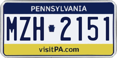 PA license plate MZH2151