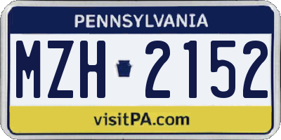 PA license plate MZH2152