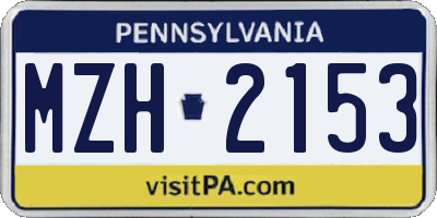 PA license plate MZH2153