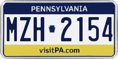 PA license plate MZH2154