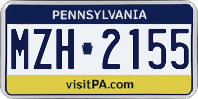 PA license plate MZH2155