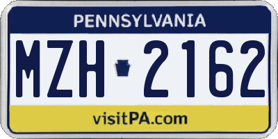 PA license plate MZH2162