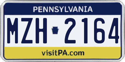 PA license plate MZH2164