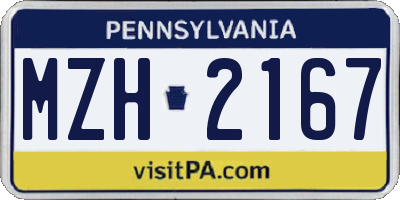 PA license plate MZH2167