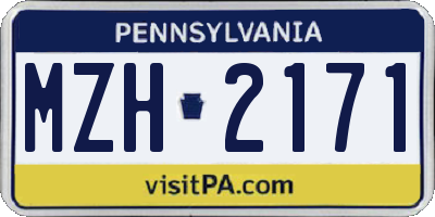 PA license plate MZH2171