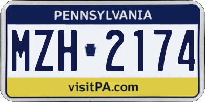 PA license plate MZH2174