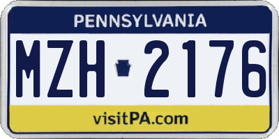PA license plate MZH2176