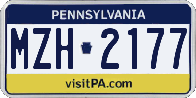 PA license plate MZH2177