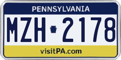 PA license plate MZH2178