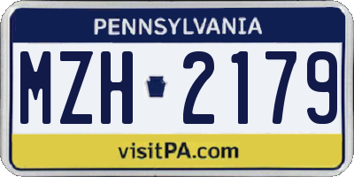 PA license plate MZH2179