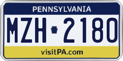 PA license plate MZH2180