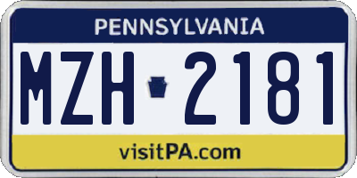 PA license plate MZH2181