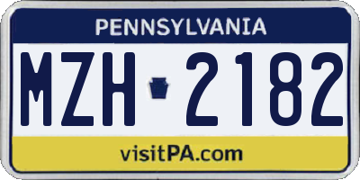 PA license plate MZH2182