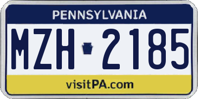 PA license plate MZH2185