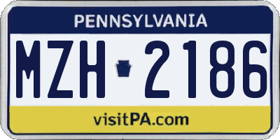 PA license plate MZH2186