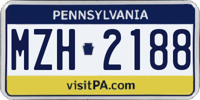 PA license plate MZH2188