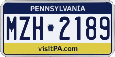 PA license plate MZH2189