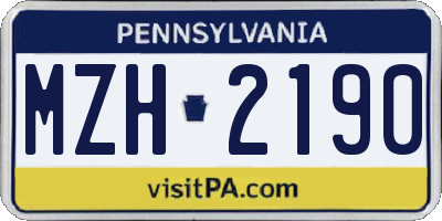 PA license plate MZH2190