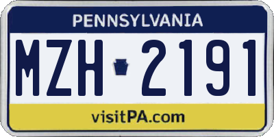 PA license plate MZH2191