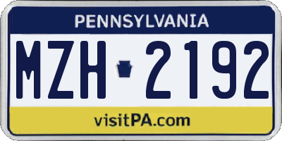 PA license plate MZH2192