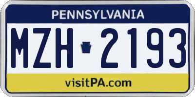 PA license plate MZH2193
