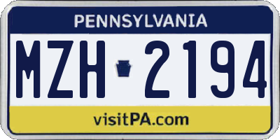 PA license plate MZH2194