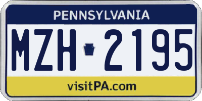 PA license plate MZH2195