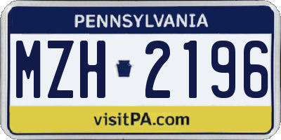PA license plate MZH2196