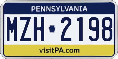 PA license plate MZH2198