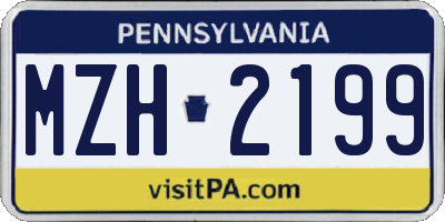 PA license plate MZH2199