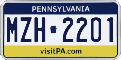 PA license plate MZH2201
